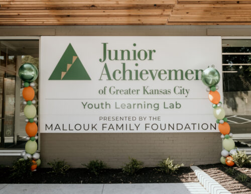 Sign outside Junior Achievement of Greater Kansas City's Youth Learning Lab