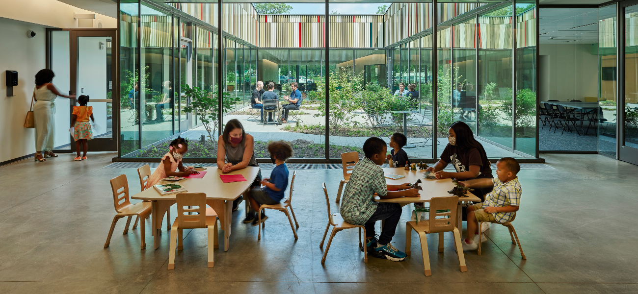 Students and teachers at work in the Marygrove Early Education Center