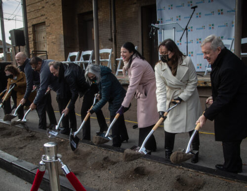 Ceremonial groundbreaking taking place at PODER's future headquarters in the Gage Park neighborhood on Chicago's Southwest Side