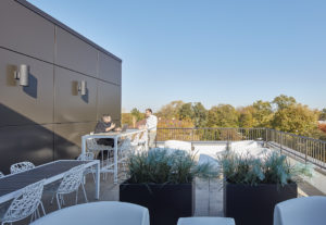 The rooftop terrace at The 801 in Oak Park, IL