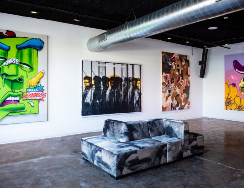 Paintings in Sophie's Artist Lounge at the Kranzberg Arts Foundation's 3333 facility in St. Louis' Grand Center neighborhood