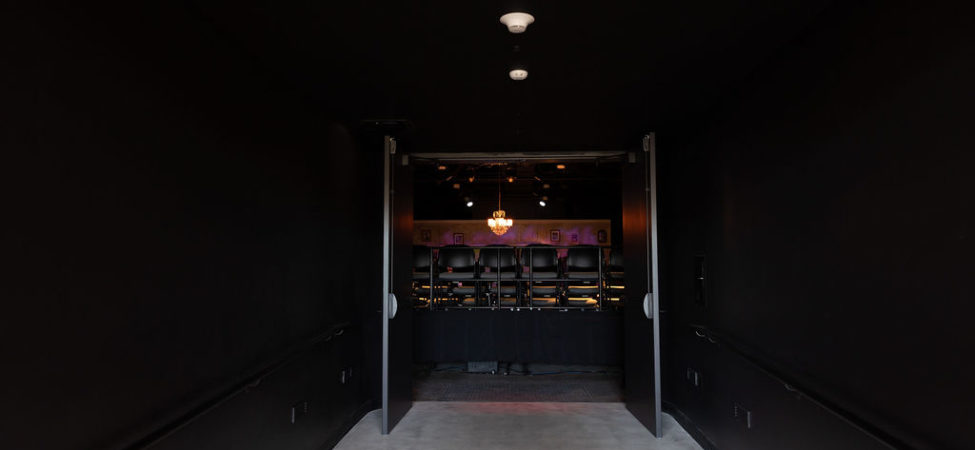 A "light and sound lock" room leading into the black-box performance space in Detroit Public Theatre's Third Avenue Garage