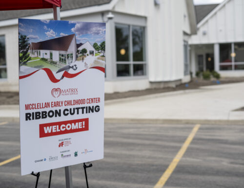 Welcome sign for McClellan Ribbon Cutting.