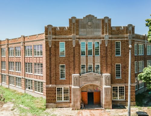 Exterior view newly renovated Walter French Middle School